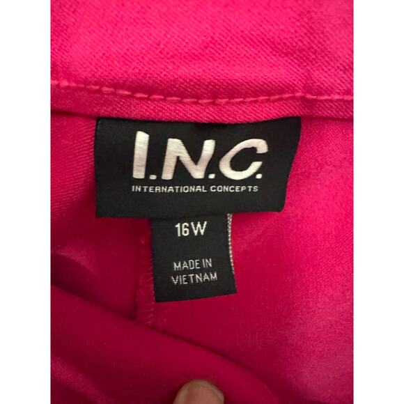 INC International Concepts Women’s 16W Hot Pink Stretch Pull-On Pants Capri - Picture 2 of 3